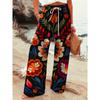 Casual Loose-fitting Floral Print Long Women's Trousers