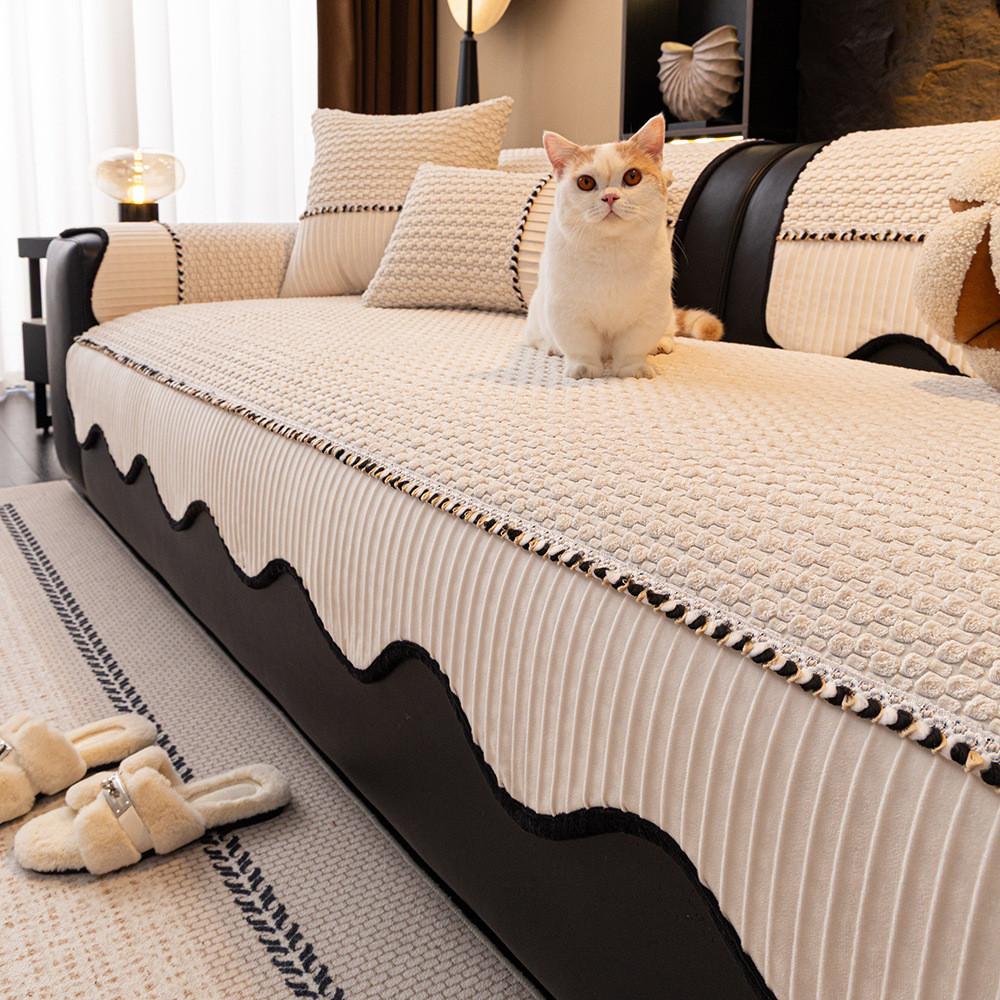 1pcs Thick Plush Sofa Cover Anti Slip Cat Scratch Resistant Non Stick Furniture Protector Living Room Back Towel Home Decor
