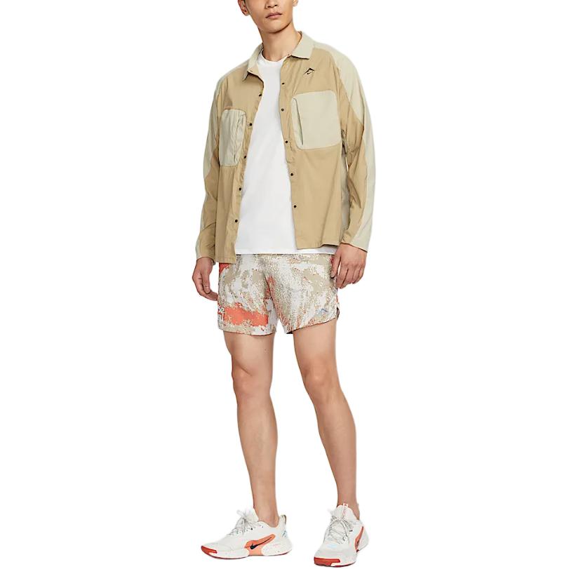 Nike Dri-FIT ADV Trail Fashion Versatile Quick-Dry Running Long Sleeve Jacket Men Jacket Apricot Desert-Khaki Black HJ5080297