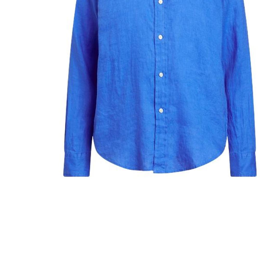 Polo Ralph Lauren SS23 Solid Color Logo Embroidered Single-Breasted Shirt Women Shirts Blue WMPOSHTNDO20441-400
