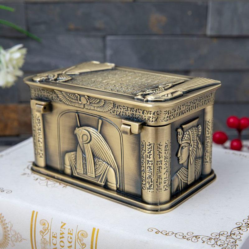 Luxury Metal European-Style Pharaoh-Design Rectangular Jewelry Box