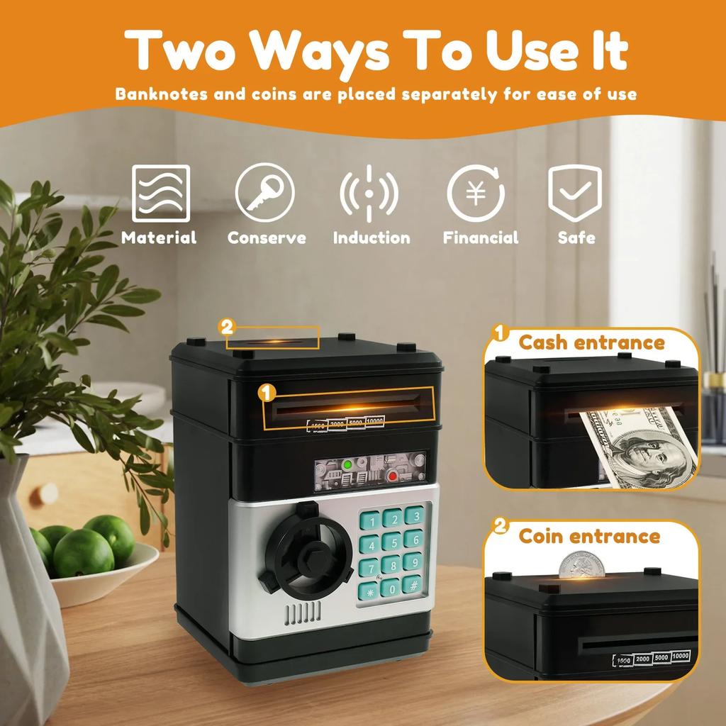 Electronic Password Money Bank Piggy Bank Safe Box Automatic Deposit ATM Cash Coins Saving Box Kids Birthday Toy Christmas Gift