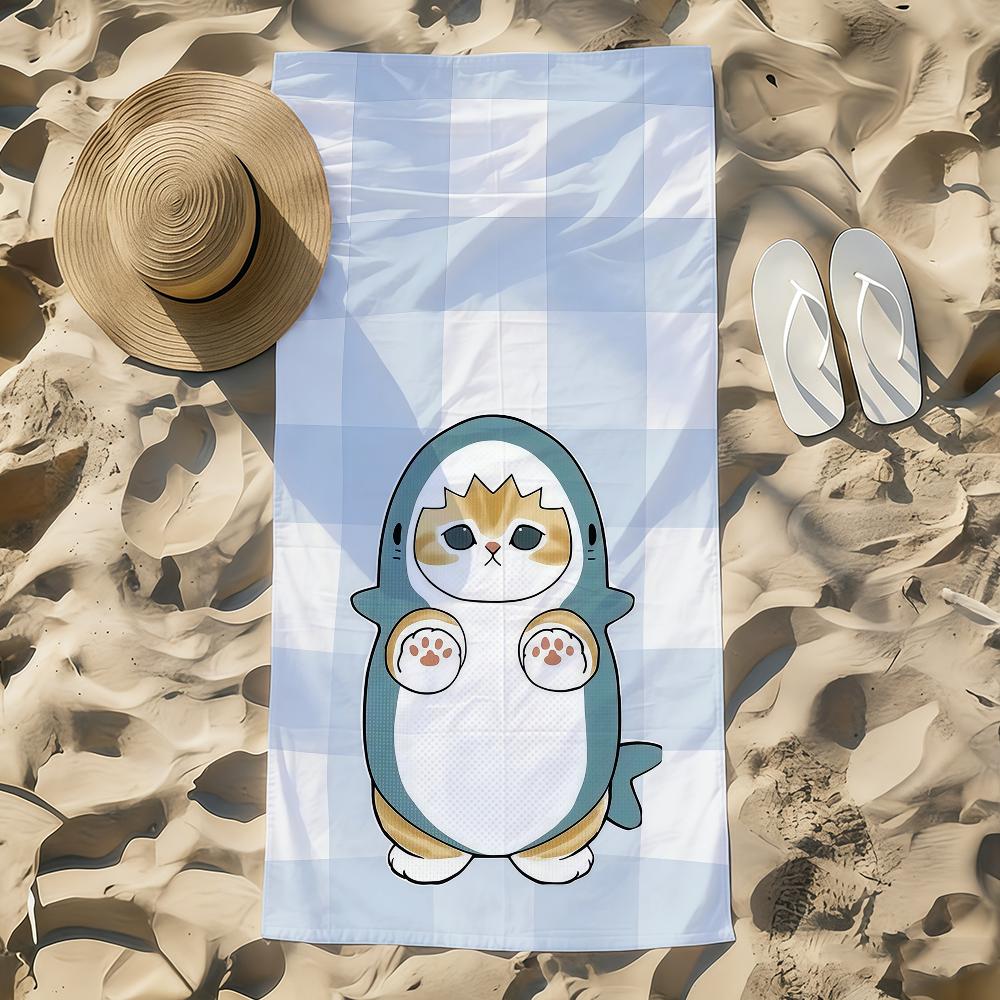 Kawaii Towel Beach Towel Cartoon Oversized Quick M-Mofusand Kitten Dry Towel Absorbent Cat Soft Swim BeachTowels for Men Women