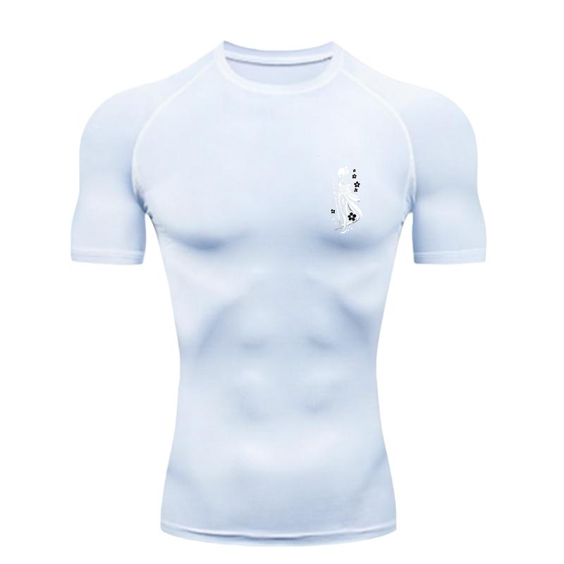 Samurai Woman Pattern Men's Sports T-shirt for Fitness Training Fitness Compression Workout T-Shirt Rashguard Tops T-Shirt