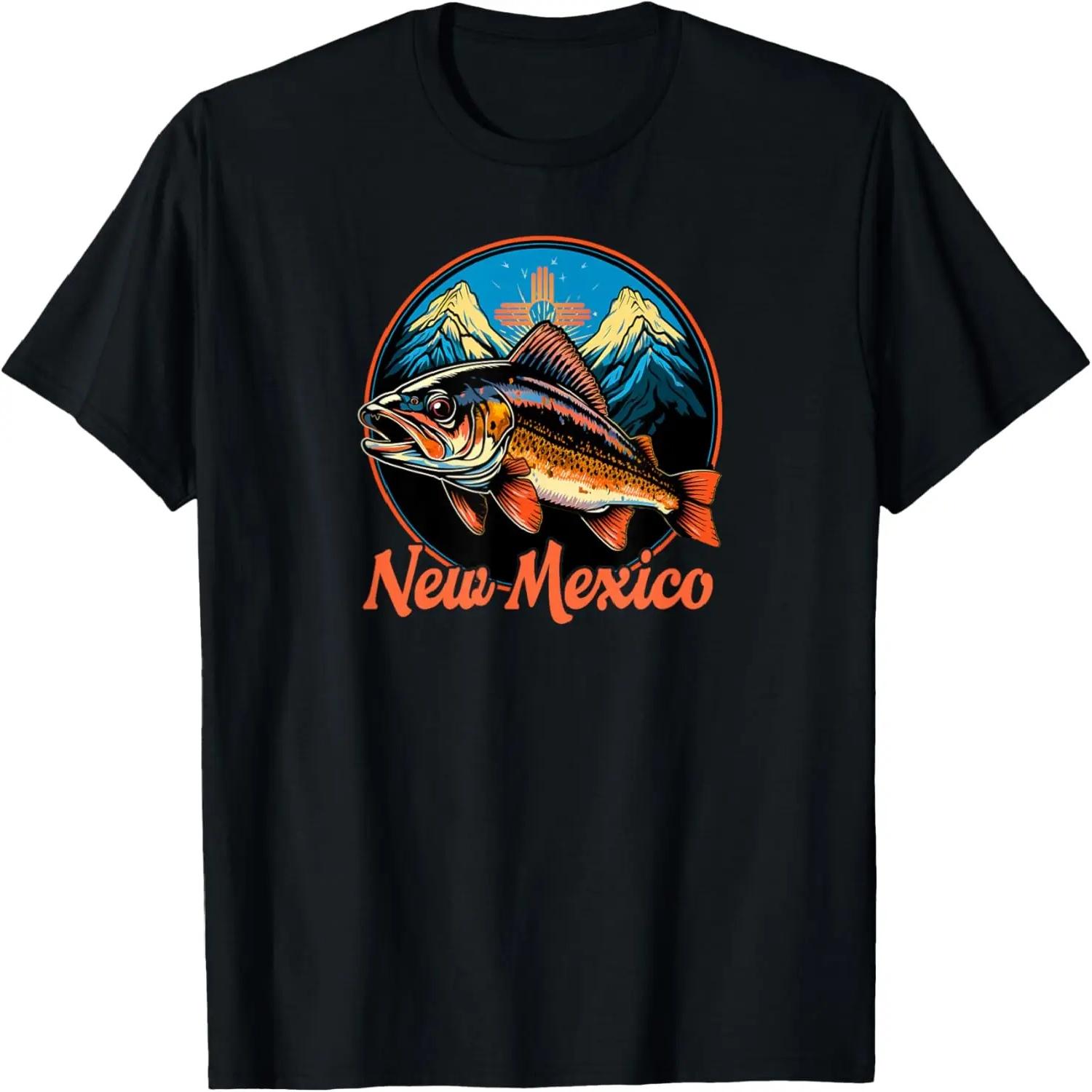 New Mexico Outdoors Mountain Landscape & Trout Graphic T-Shirt S
