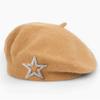 Five-Pointed Star Knitted Painter Hat Soft Beanie Cap Streetwear Wool Beret  Autumn