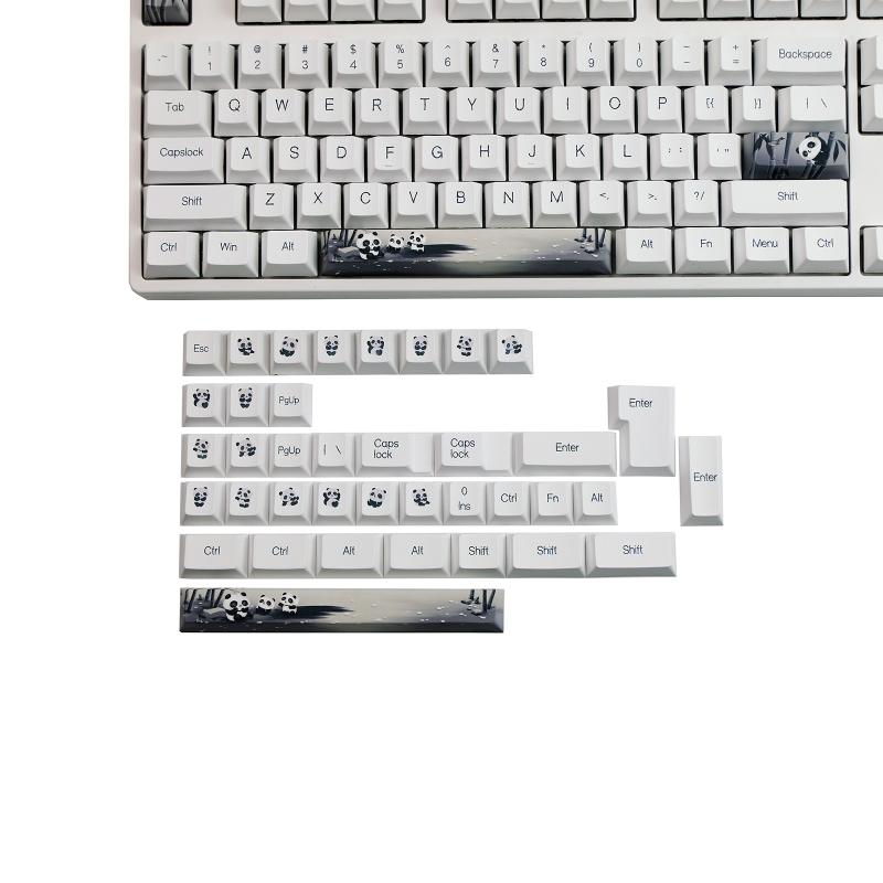 142 Keys  Keycaps Panda  PBT Sublimation Keycap  Profile Fit for 64 68 87 104 Mechanical Keyboard Keycap