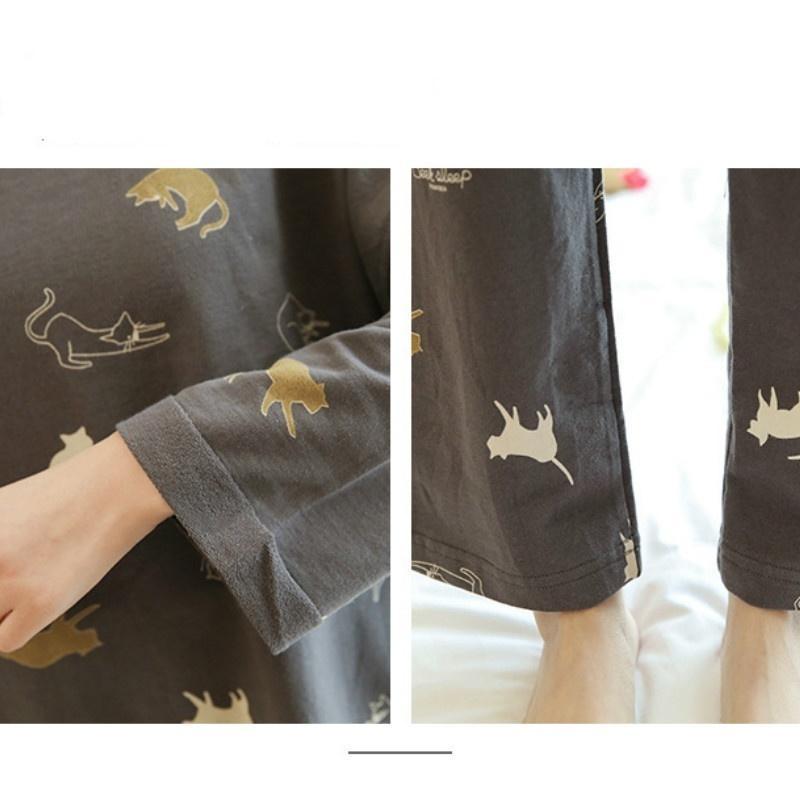 Women's Long-sleeve Sleepwear Spring and Autumn Casual Home Ladies Pajamas