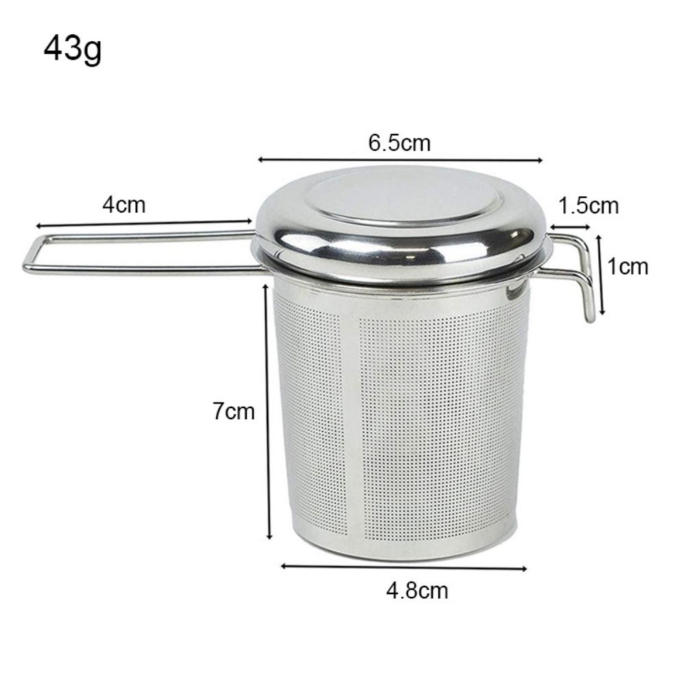 304 Stainless Steel Tea Drain with Lid Tea Strainer Collapsible Double Handle Tea Strainer with Lid Tea Brewer