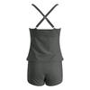 Women's Two-Piece Swimsuit Slim Fit V Neck Camisole Shorts Set Solid Color Tankini Beach Vacation Swimwear Sexy Outfit Bikinis