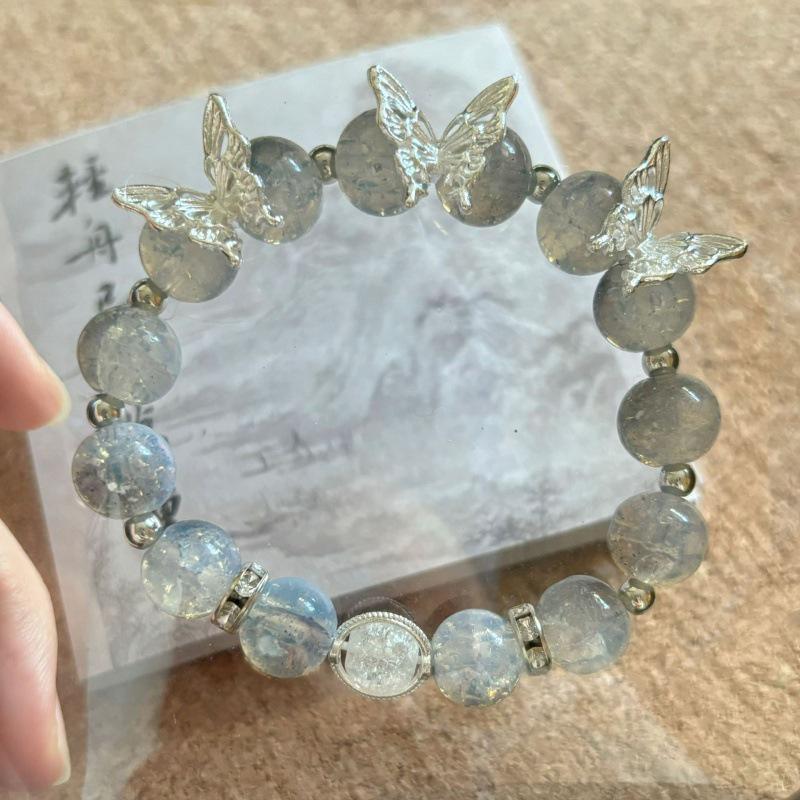 Elegant Blue Butterfly Beaded Bracelet: Handcrafted, Stylish, High-Quality Design for Women.
