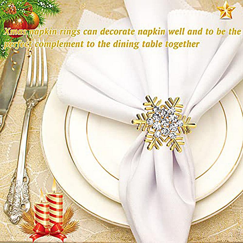 Christmas Napkin Holder Hollowed Napkin Holder Buckles Metal Napkin Rings Reusable Napkin Organization Napkin Buckles Set For