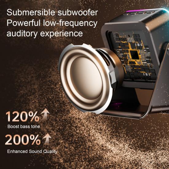 Yousheng 5-in-1 Auto-Sensing Bluetooth-compatible Speaker with Adjustable Phone Holder High-fidelity Stereo Speaker for IPhone Ambient Light Speaker