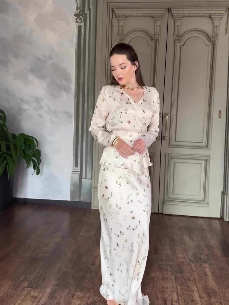 2025 Winter French Retro Light Luxury Long Sleeve Skirt Set