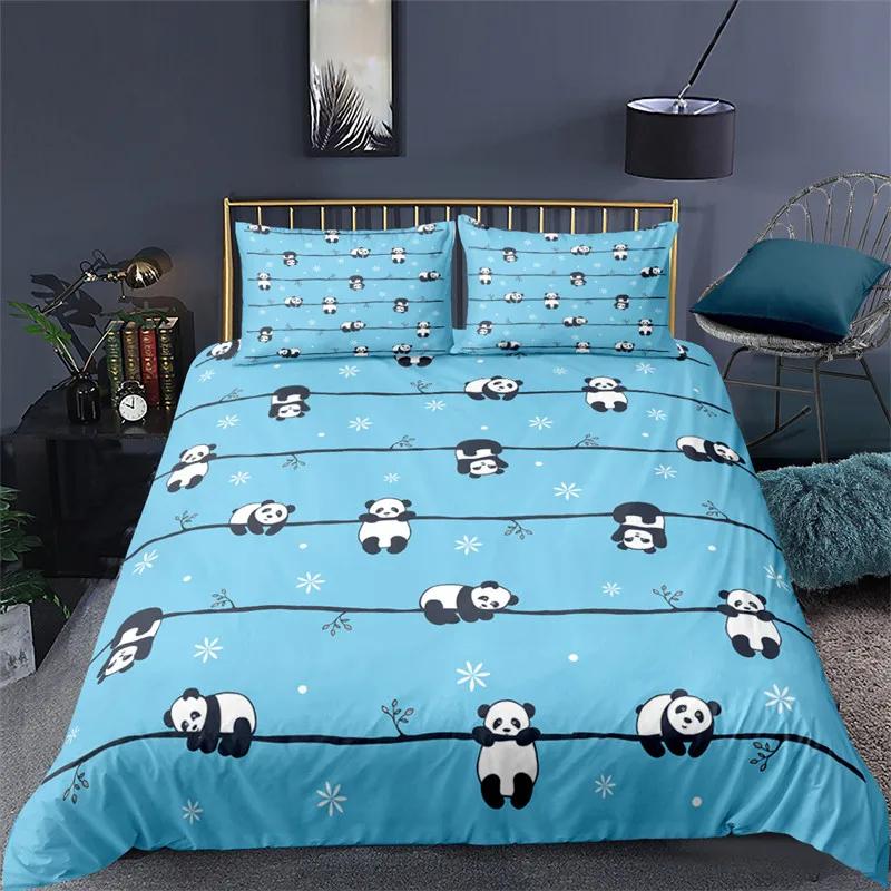 Cute Cartoon Panda Duvet Cover Twin Queen For Boys Girls Teen Soft Animal Theme Panda Bedding Set With Pillowcases Bedroom Decor