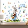 Påskfönsterdekal Söt Kanin Vildblommor Ägg Fjäril Klistermärke Återanvändbar Dubbelsidig Statisk Fönsterklistermärken för Glasdörrar Väggar Barnrum Vår