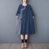 Women's Retro Denim Patchwork Dress - Elegant, Comfortable, Loose Fit for Spring/Autumn