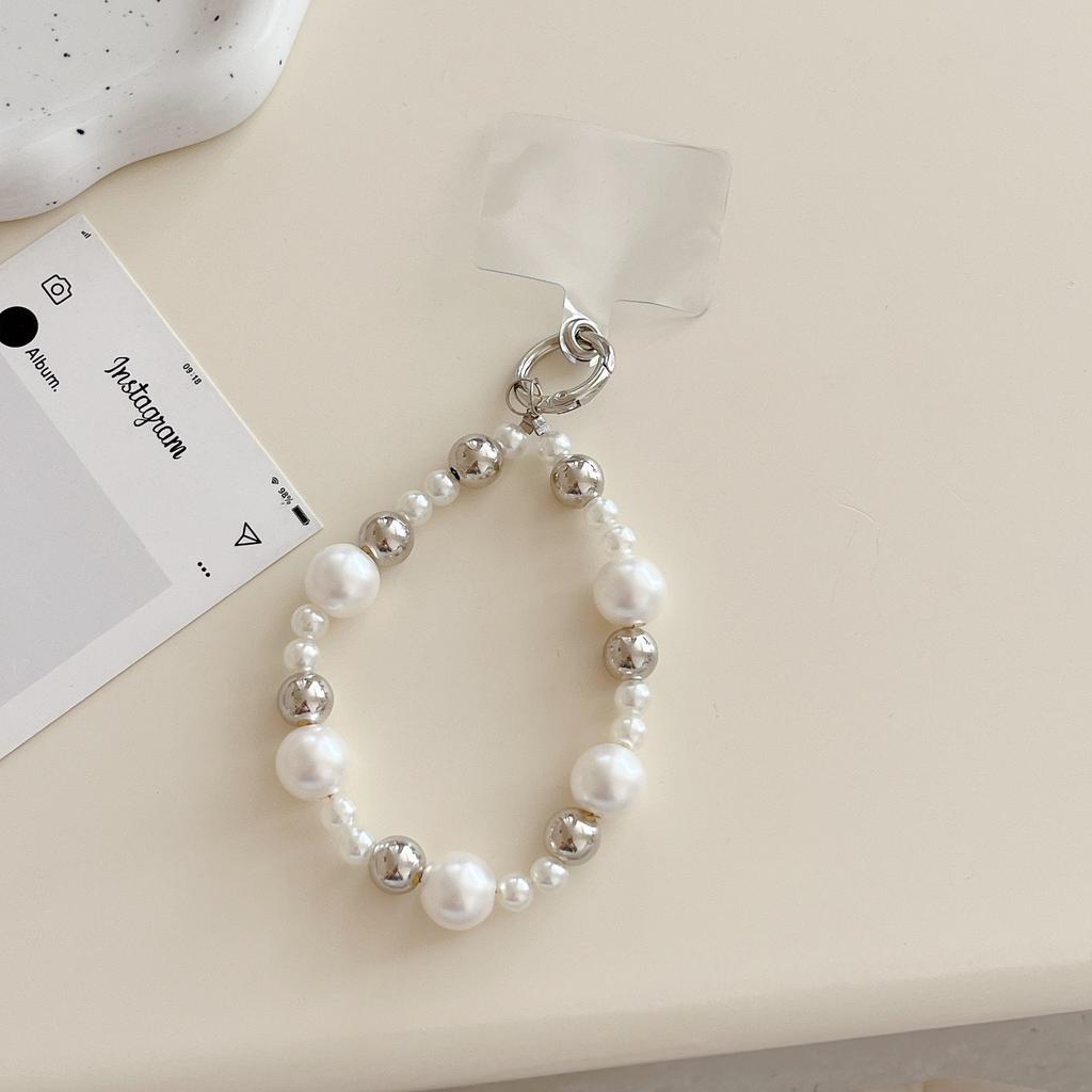 INS Korean Style Sweet Beaded Pearl Bowknot Phone Chain Pendant Bracelet Key Ring Bag Pendant Trendy