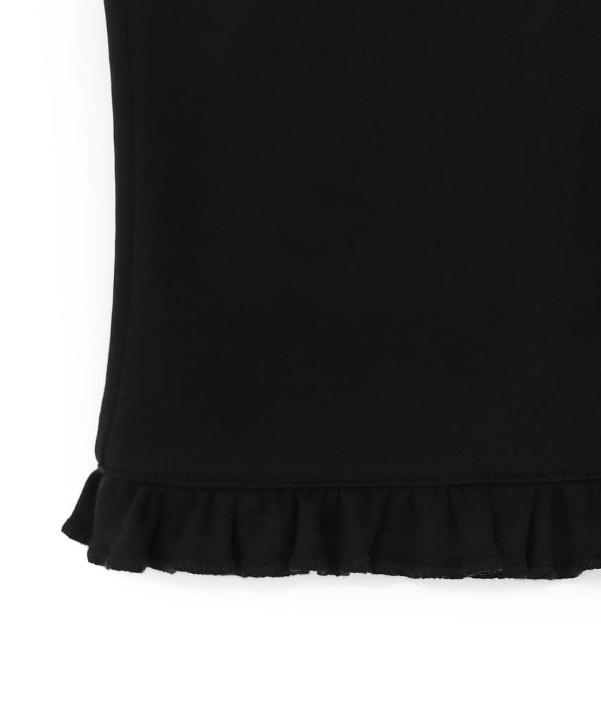 MOYORA Knee-Length Frill Capri Pants [Black]