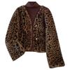 Winter leopard print short imitation mink fur jacket thickened fur integrated top collar