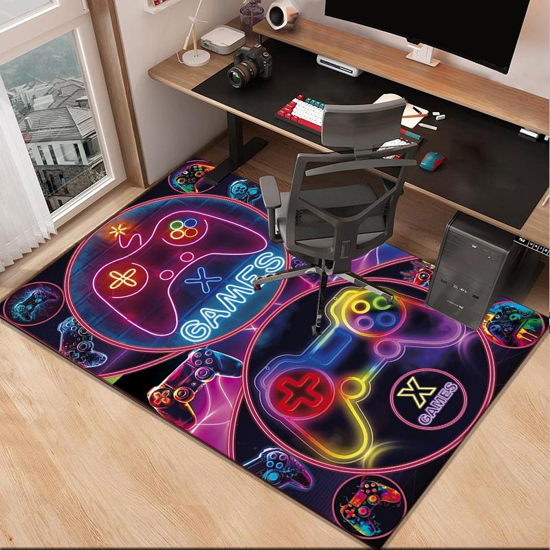 Neon Game Over Kunst Büro Teppich Stuhlunterlage, Spielteppich, Geeignet für Eingangsbereich, Schlafzimmer, Wohnzimmer, Schreibtisch, Weihnachtsgeschenk