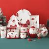 Nordic Christmas Tableware Set, Santa Embossed Ceramic Plates Bowls, Stitched Sealing Canister Collection