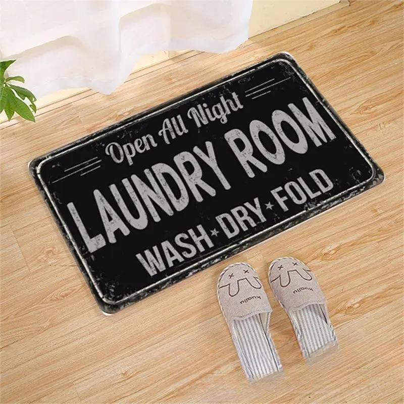 Laundry Room Printed Carpet Non-Slip Soft Entryway Foyer Bedroom Entrance Doormat Laundry Room Floor Mats Home Decoration
