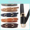 Womens Minimalist Fake Leather Belt With Gold Alloy Buckle For Casual Dress And Sweater Outfits