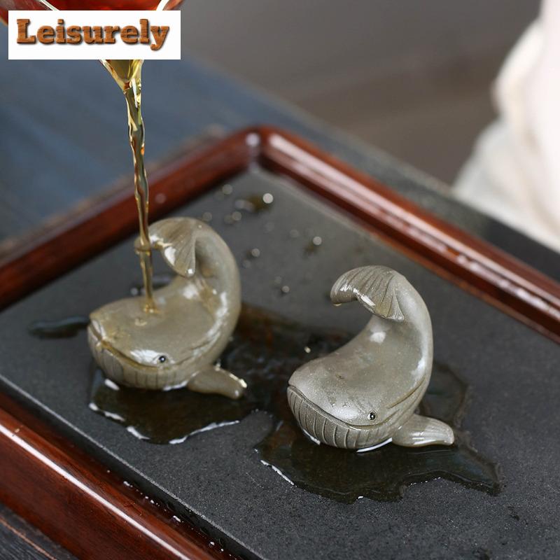 Purple Clay Whale Teapot Lid Holder Pen Tea Pet Vintage Tea Spirit Tea Figurine Play Toys Tea Statue Ornaments Supplies Craft