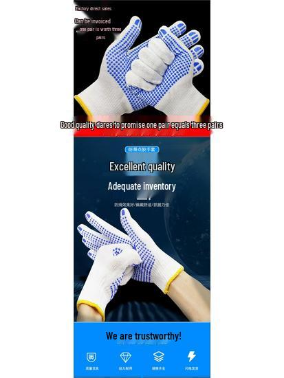 Anti-Slip, Wear-Resistant Cotton Work Gloves for Men & Women - Thickened & Breathable for Construction Sites
