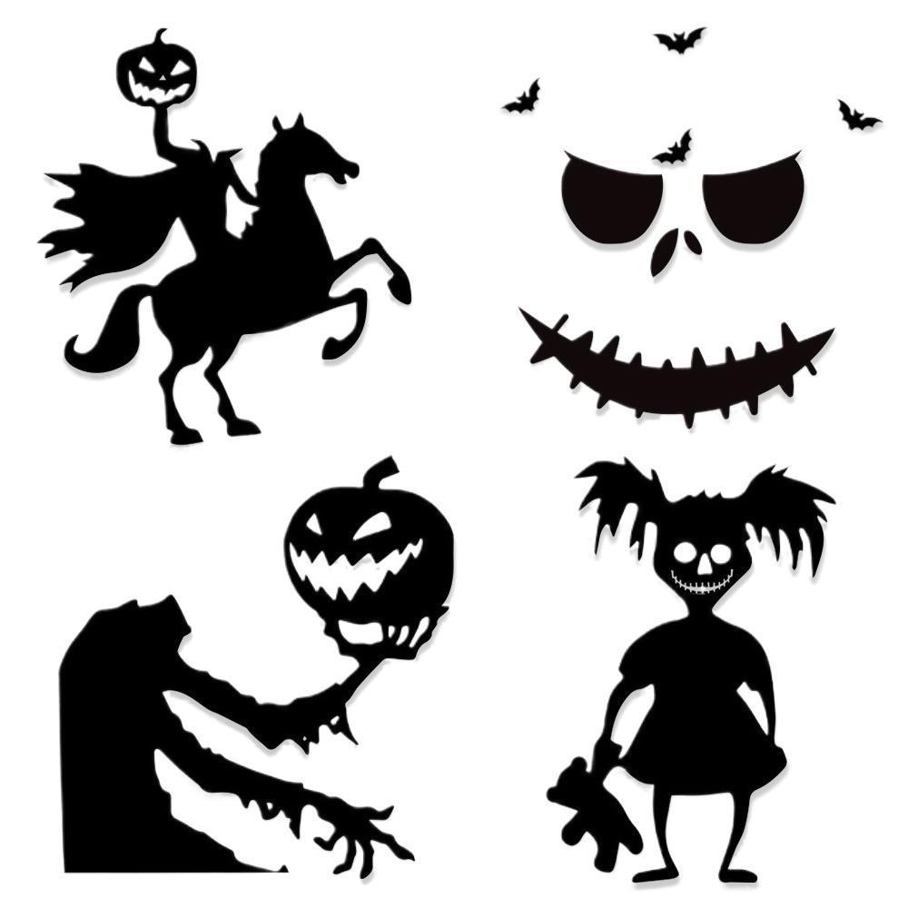 Halloween Door & Wall Stickers: Skeleton, Pumpkin, Ghost Designs