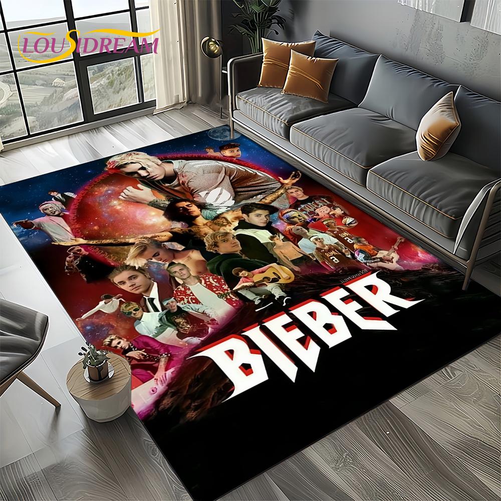 2025 New Style Justin Drew Bieber Singer JB Carpet Rug for Living Room Bedroom Home Sofa Decoration,Kid Play Non-slip Floor Mat