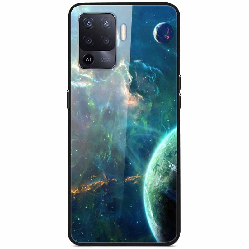 Tempered Glass Case For Oppo Reno5 Lite Hard Back Cover for Oppo Reno 5 Lite Luxury Painted Reno5Lite Funda 6.43'' Shockproof