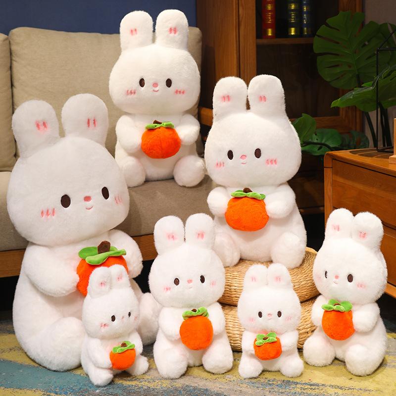 Rabbit Doll Holding Persimmon Plush Toy Grab Machine Rag Doll Doll Little White Rabbit Pillow Birthday Gift for Women