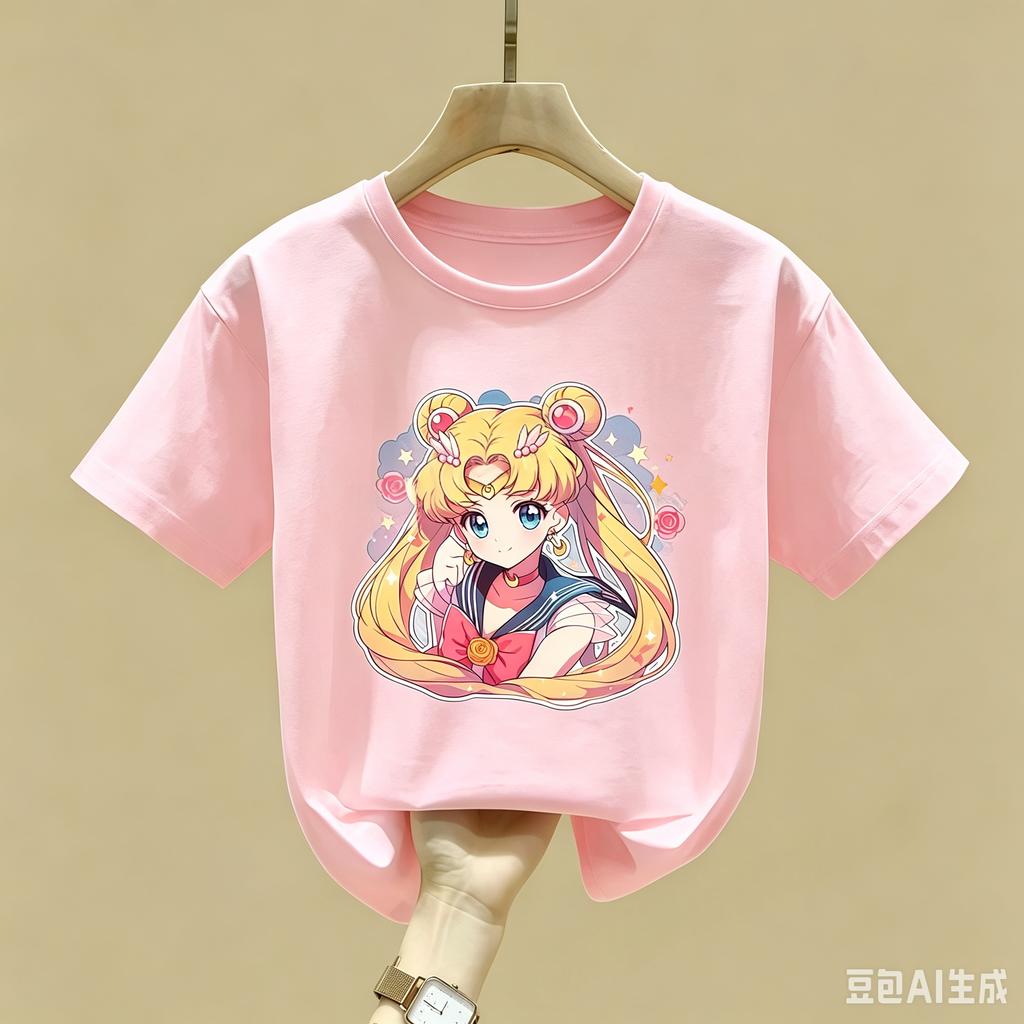 Maglietta Sailor Moon Bambini Ragazza Ragazzo Vestiti Estivi Neonato Cotone Magliette Stampa Manica Corta Top Bambini Toddler Anime Magliette Regalo
