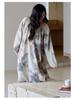 Women's Antibacterial Rayon Cotton Nightgown - Autumn Wabi-sabi Style, Pure Cotton, Long Sleeve, Mid-length Homewear Pajamas