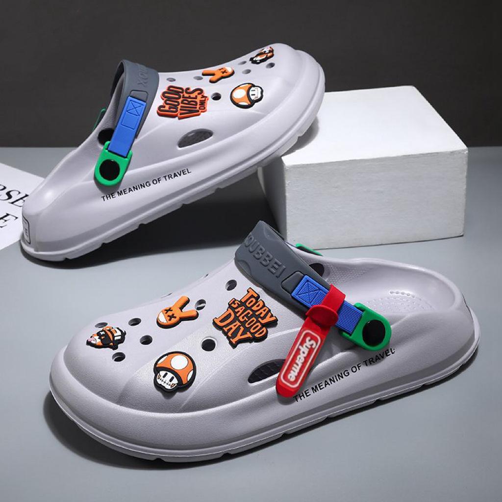 Thick-soled Hole Shoes Men's 2025 New Non-slip Thick-soled Light and Breathable Beach Bag Head Cool Slippers