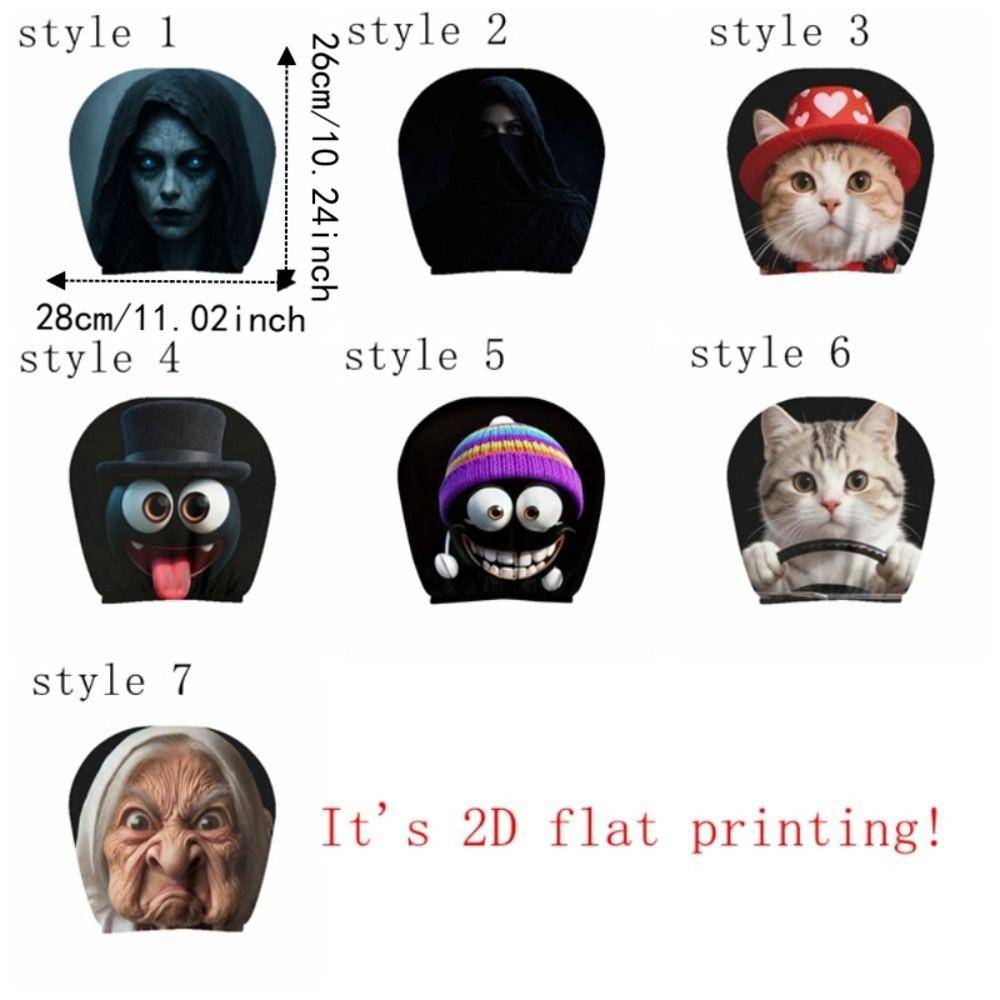 2PCS Fun Grandma Face Car Head Pillowcase Elastic Car Headrest Covers Vehicle