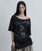 Aejeuyua Horse Eyelet Oversized T-Shirt Black