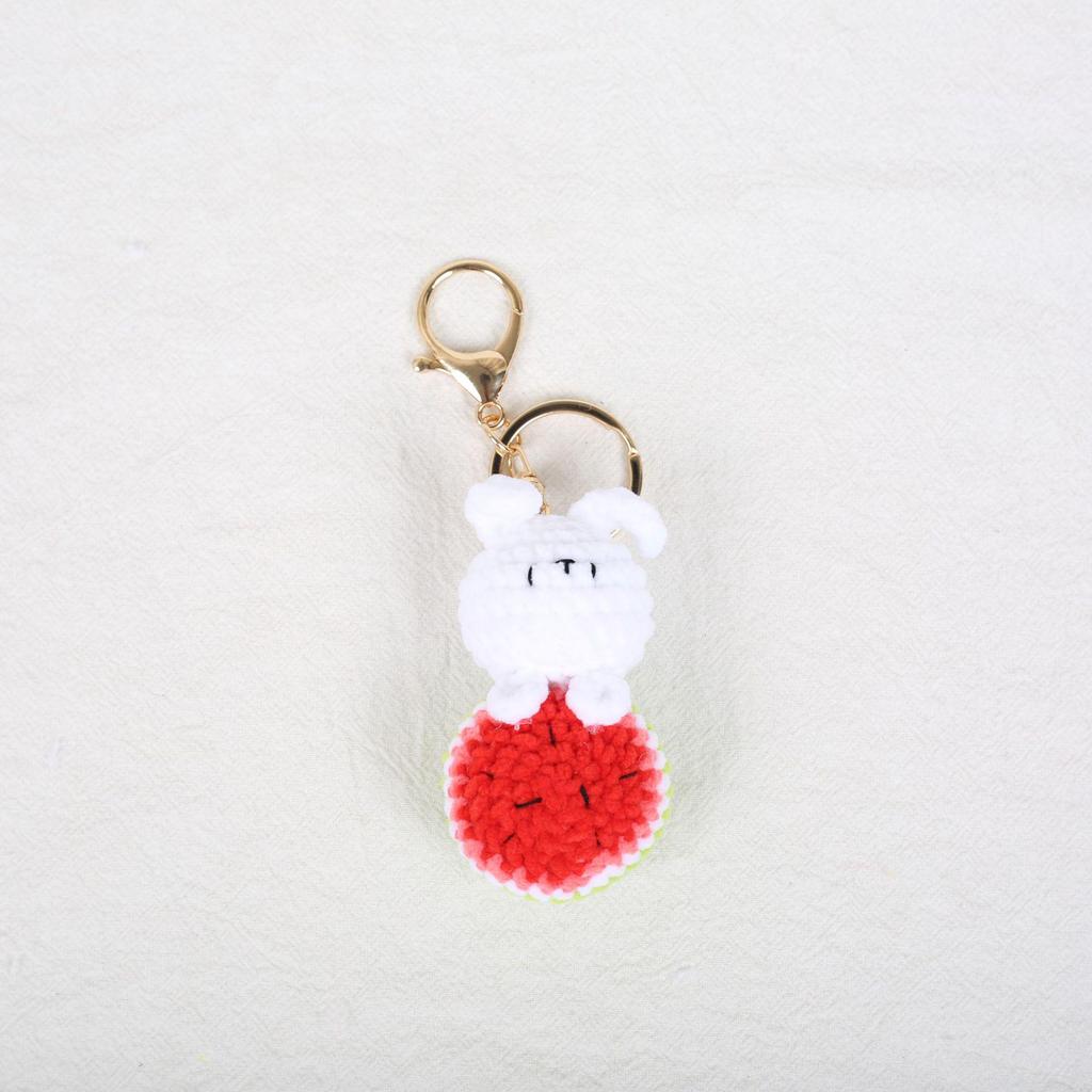 Fruit Rabbit Keychain Plush - Cute Watermelon, Lemon, Carrot, Pear & Strawberry Charms for Kids' Bags