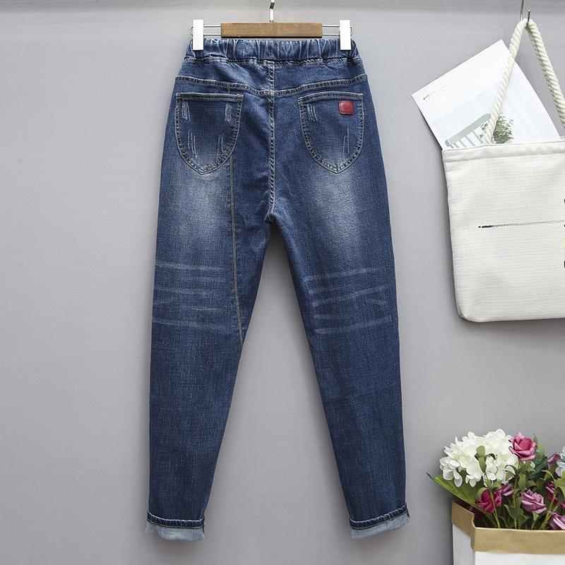 Nye pluss størrelse Dame stretchjeans løse og slankende elastiske og høye i livet Harun gulrotbukser