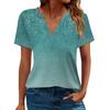 Women's Casual V Neck Printed Short Sleeve T Shirt Basic Tee Top Daily Wear Fashion