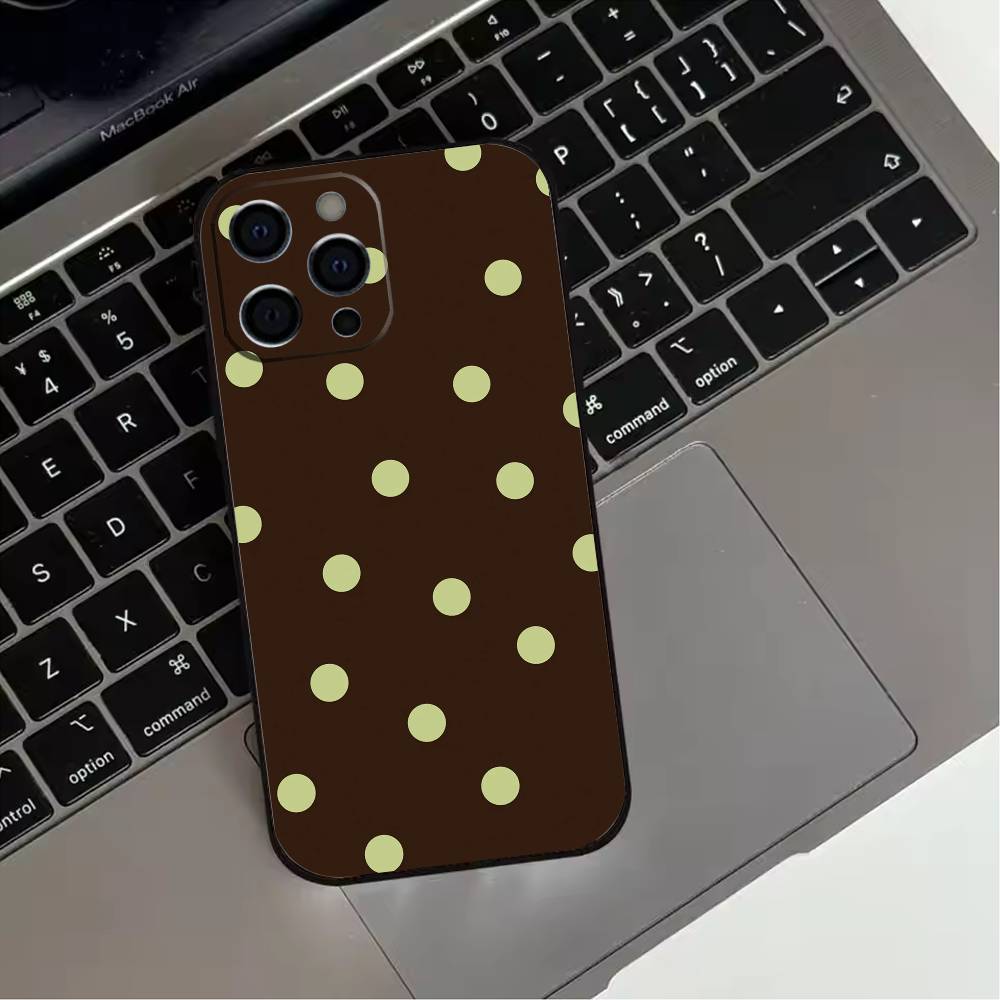

Fashion Polka Dots Phone Case For iPhone 17,16,15,14,13,12,11 Plus,Pro Max,XS,Soft Silicone Black Cover iPhone14