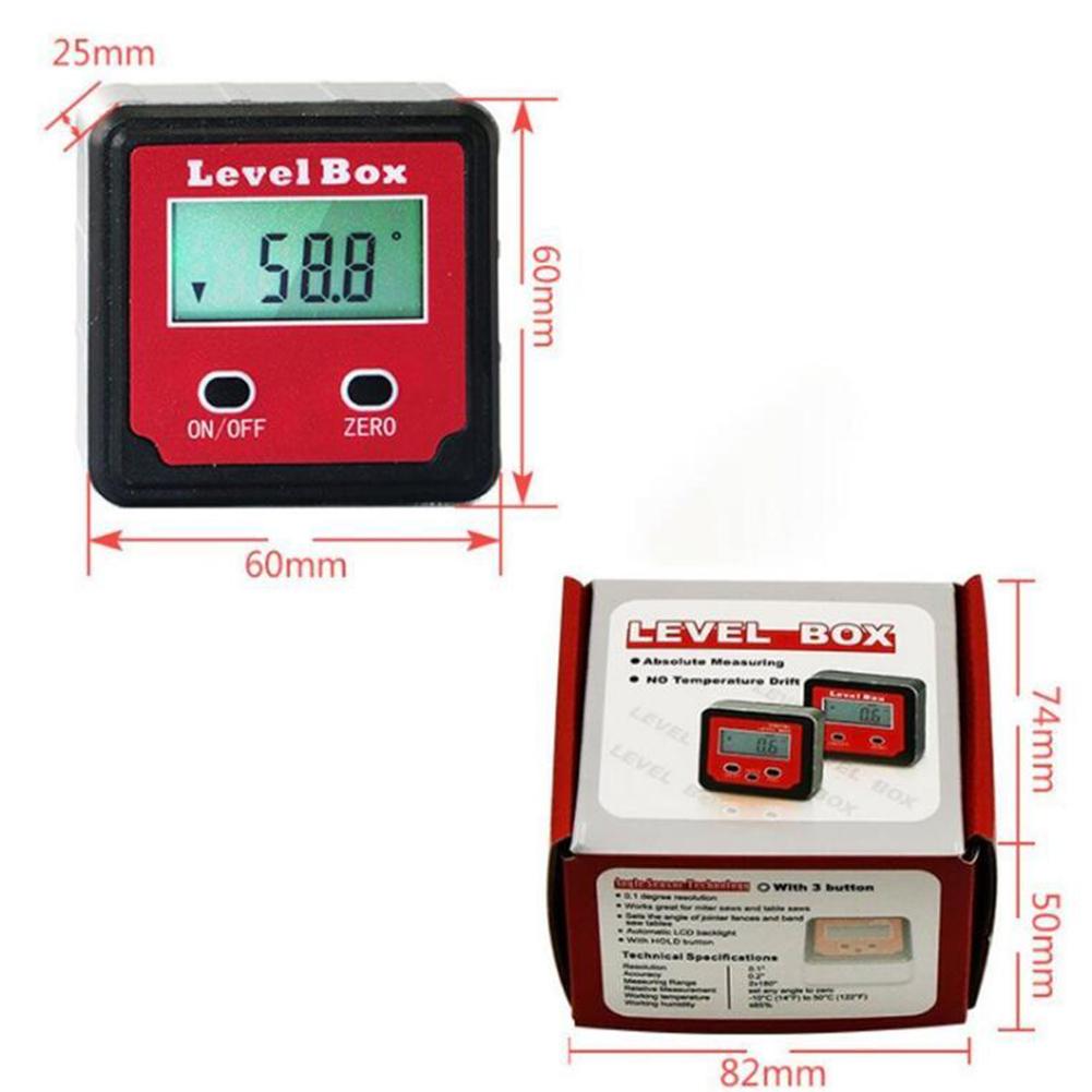 Red Precision Digital Protractor Inclinometer Level Box Angle Finder Bevel Box with Magnet Base