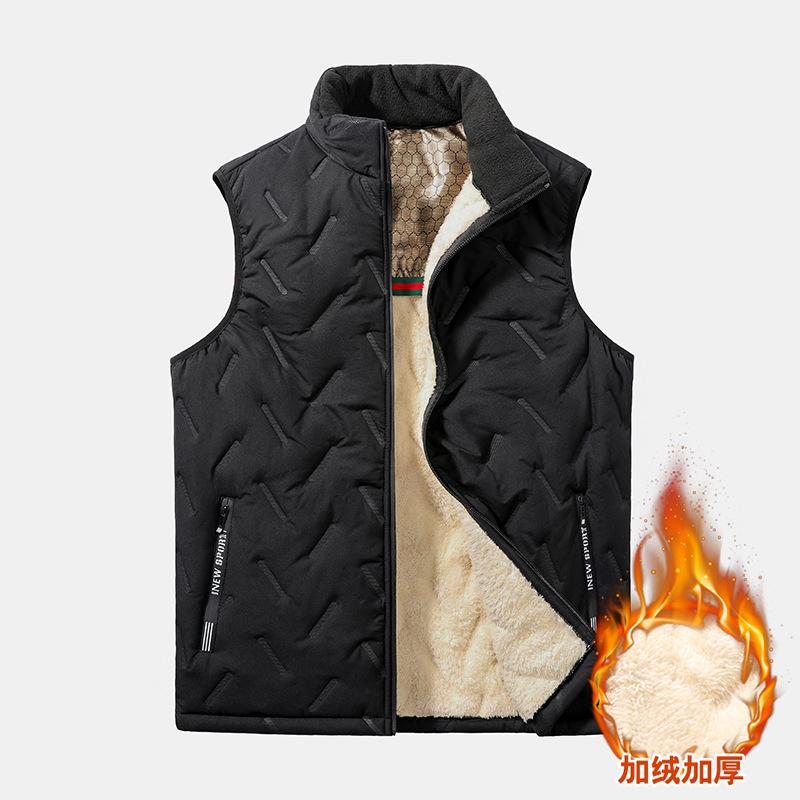 

Winter cotton-padded men s 2025 new large-size men s clothing medium down cotton-padded jacket with fleece and thickened thermal lapel L чорний