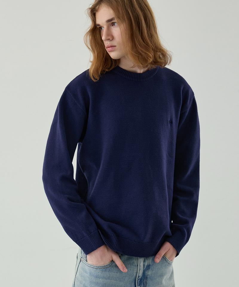 NODU Maple Basic Round Knit [Navy]