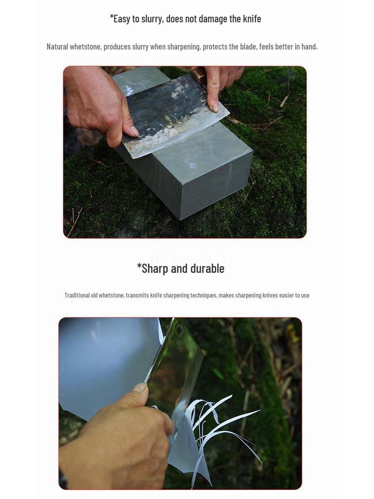 Extra Großes Küchenmesser Schärfset: Traditioneller Ölstein & Grober Schleifstein mit Schlamm