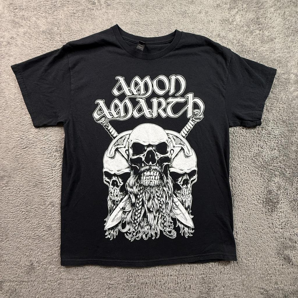 Amon Amarth Metal Crushes All 2024 Tour Shirt Mens L Black Band Tee Skull Unisex T-Shirt