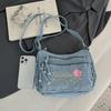 Jeansowa Haftowana Torba na Ramię Damska Torebka Miejska Torba Crossbody