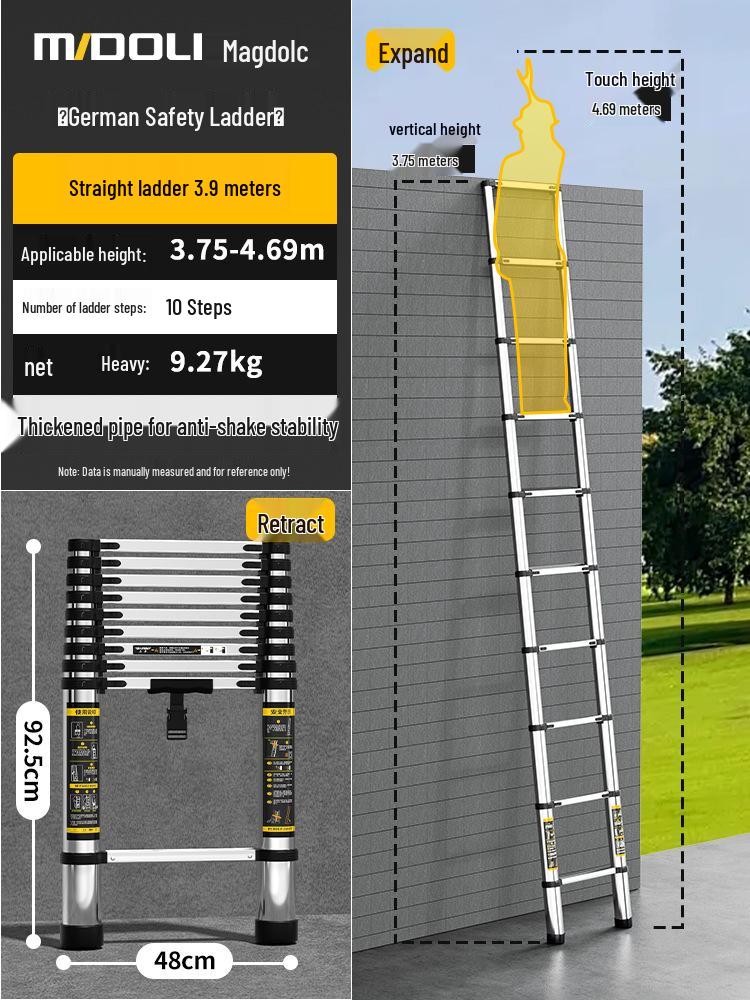 Magdolli Stainless Steel Telescopic A-frame Ladder, Multifunctional Foldable Indoor Aluminum Alloy Stair Ladder